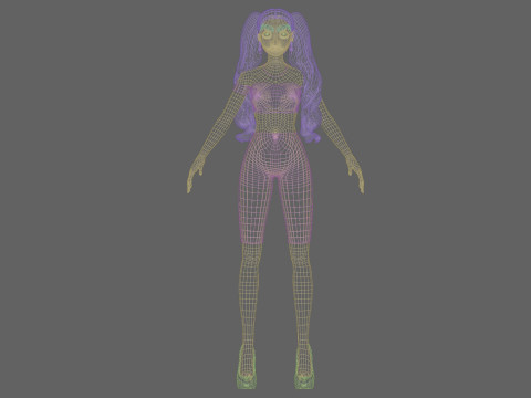 Stylized cartoon girl V33614 Model 3D