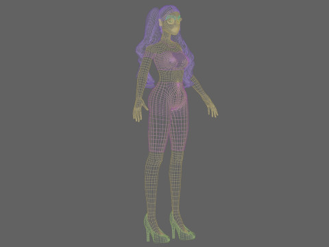 Stylized cartoon girl V33614 Model 3D