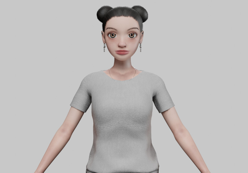 Stylized young girl V21193 Model 3D .c4d .max .obj .3ds .fbx .stl .blend 