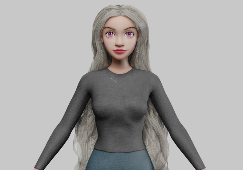 Teen cartoon girl V38982 Model 3D .c4d .max .obj .3ds .fbx .stl .blend 