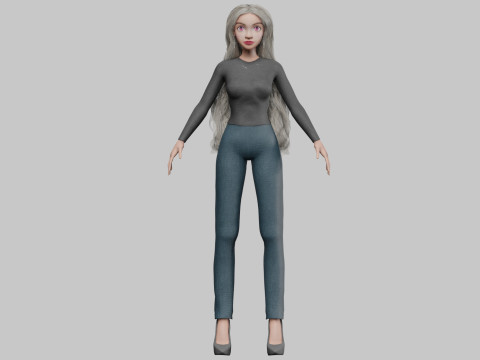Teen cartoon girl V38982 Model 3D