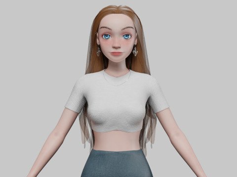Young basic girl V33572 3D Model