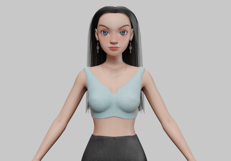 Young classic girl V27222 Model 3D .c4d .max .obj .3ds .fbx .stl .blend