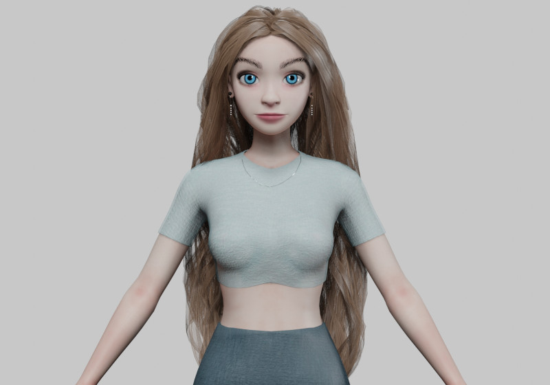 Young cute girl V36773 Model 3D .c4d .max .obj .3ds .fbx .stl .blend 
