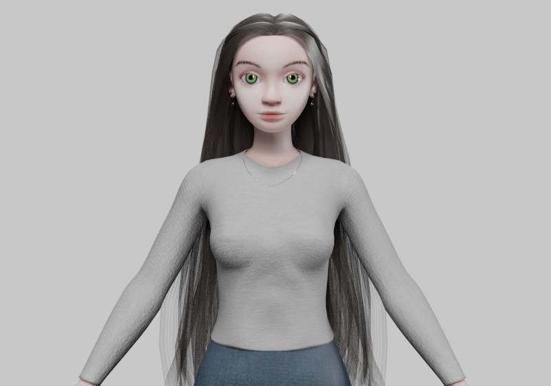 Young stylized girl V30443 3D Model .c4d .max .obj .3ds .fbx .stl .blend 