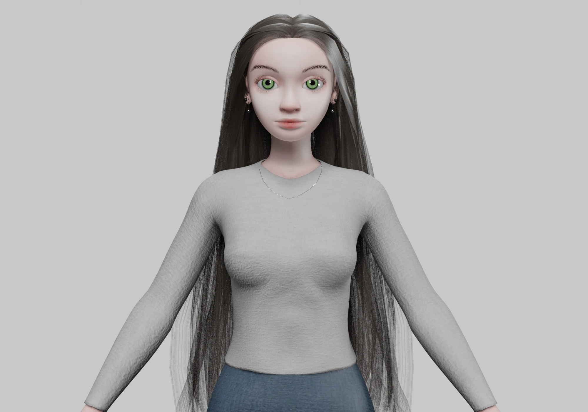 Young stylized girl V30443 3D Model .c4d .max .obj .3ds .fbx .stl .blend 