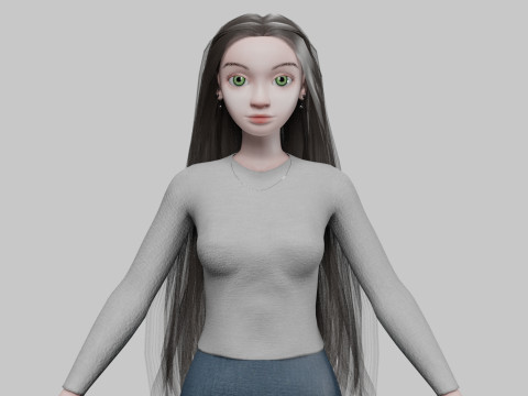 Young stylized girl V30443 3D Model