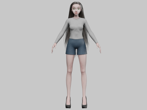 Young stylized girl V30443 3D Model