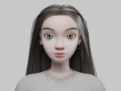 Young stylized girl V30443 3D Model