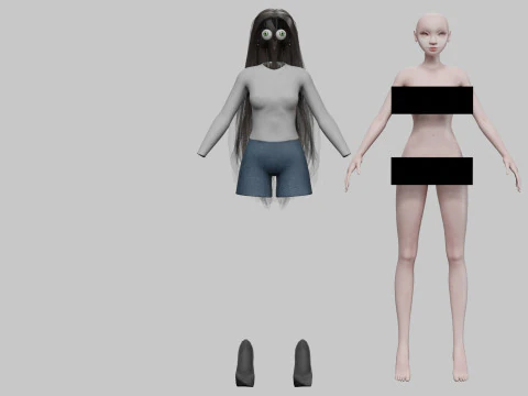 Young stylized girl V30443 3D Model