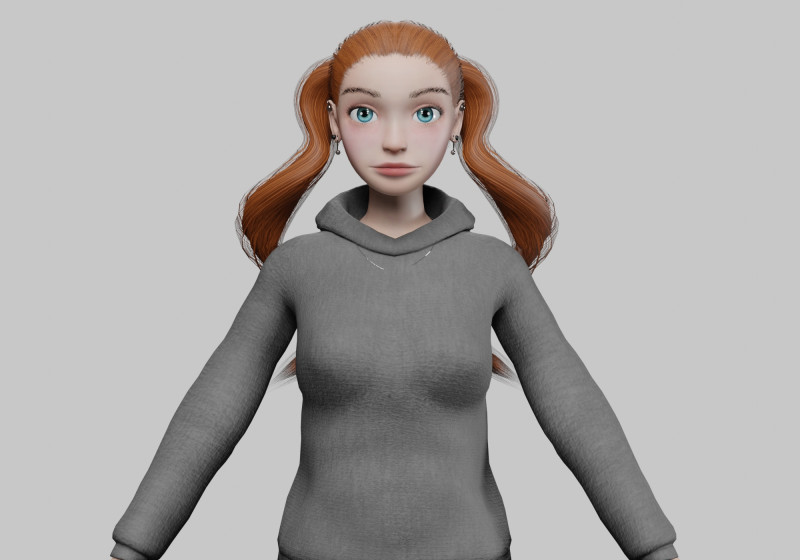 Basic cartoon girl V25936 3D Модель .c4d .max .obj .3ds .fbx .stl .blend 