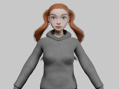 Fille de dessin anim&eacute; de base V25936 Modèle 3D