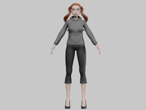 Basic cartoon girl V25936 3D Model