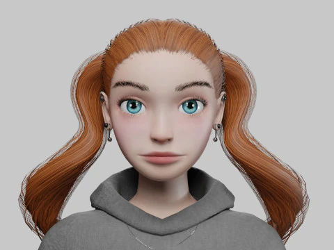 Basic cartoon girl V25936 3D Model