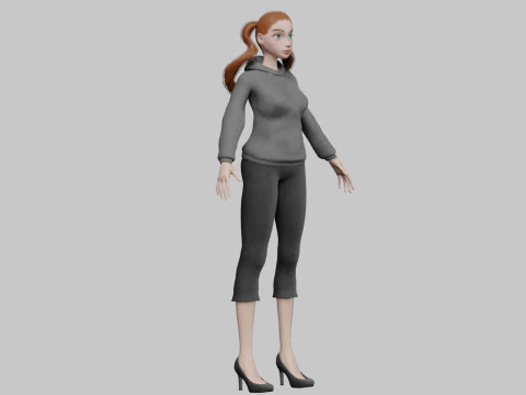 Basic cartoon girl V25936 3D Model