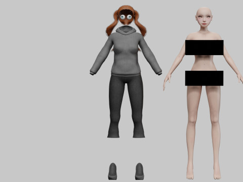 Basic cartoon girl V25936 3D Модель