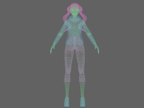 Basic cartoon girl V25936 3D Модель