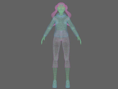 Basic cartoon girl V25936 3D Model