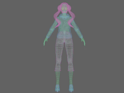 Basic cartoon girl V25936 3D Model