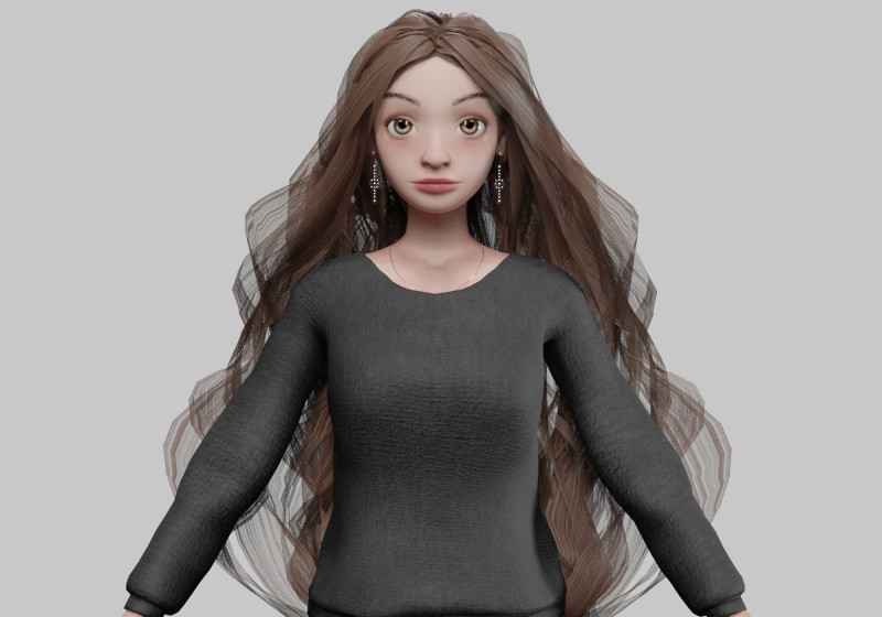 Beautiful cartoon girl V37713 Modelo 3D .c4d .max .obj .3ds .fbx .stl .blend 