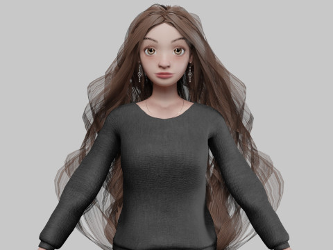 Beautiful cartoon girl V37713 3D Модель