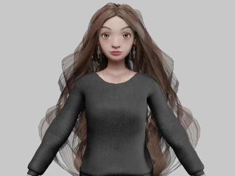 G&uuml;zel &ccedil;izgi film kız V37713 3D Model
