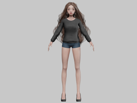 Beautiful cartoon girl V37713 Modelo 3D