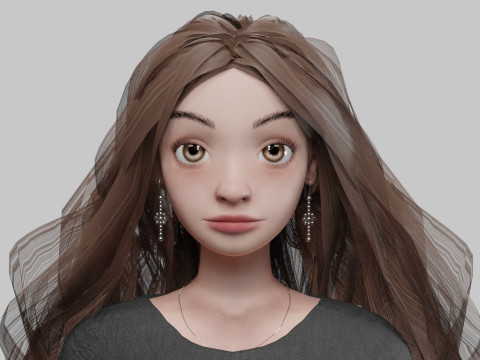 Beautiful cartoon girl V37713 Modelo 3D