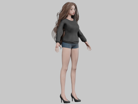 Beautiful cartoon girl V37713 Modelo 3D