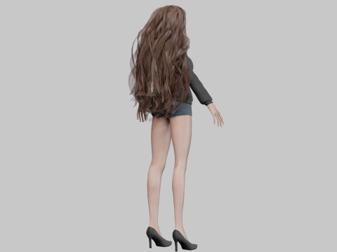 Beautiful cartoon girl V37713 Modelo 3D