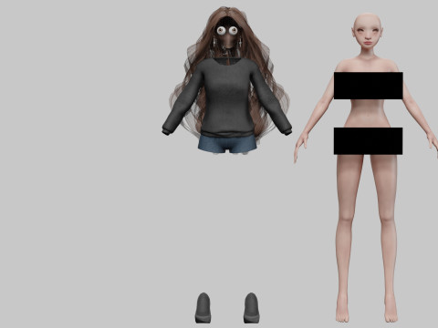Beautiful cartoon girl V37713 Modelo 3D