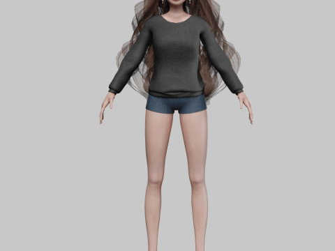 Beautiful cartoon girl V37713 Modelo 3D