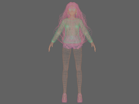 Beautiful cartoon girl V37713 Modelo 3D