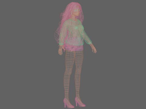 Beautiful cartoon girl V37713 Modelo 3D