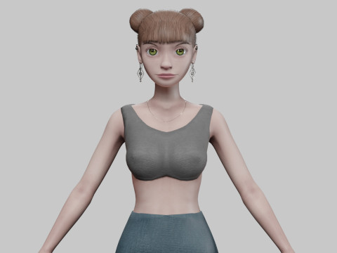 Beautiful pretty girl V22413 3D 모델