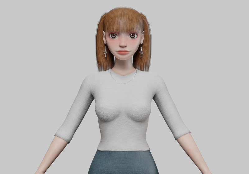 Cartoon basic girl V22956 3D Model .c4d .max .obj .3ds .fbx .stl .blend 