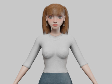 Cartoon basic girl V22956 3D मॉडल