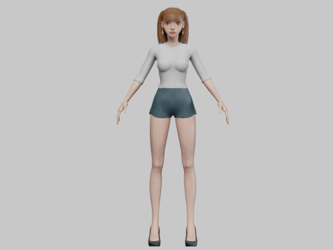 Cartoon basic girl V22956 3D Model