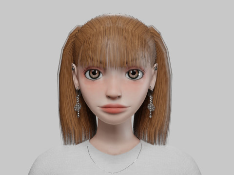 Cartoon basic girl V22956 3D Model
