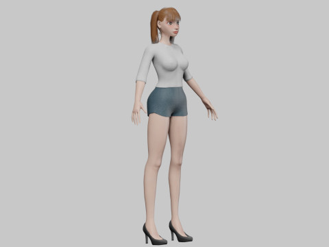 Cartoon basic girl V22956 3D Model