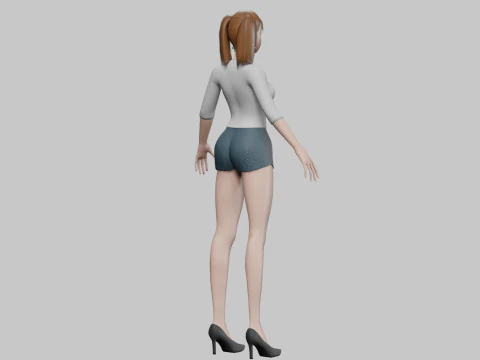 Cartoon basic girl V22956 3D Model