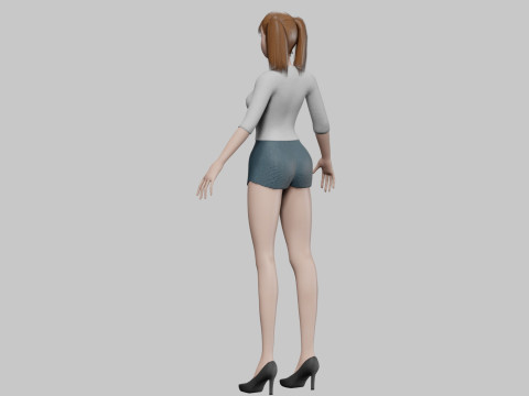 Cartoon basic girl V22956 3D Model