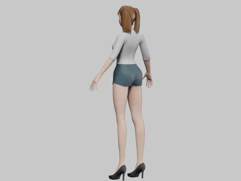 Cartoon basic girl V22956 3D Model