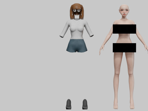 Cartoon basic girl V22956 3D Model