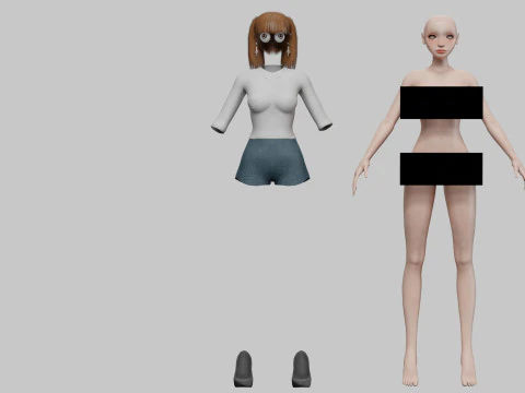 Cartoon basic girl V22956 3D Model