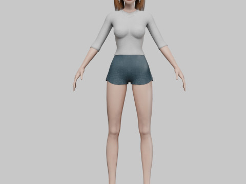 Cartoon basic girl V22956 3D Model