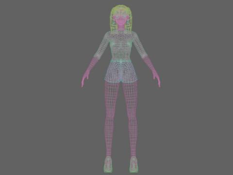 Cartoon basic girl V22956 3D Model