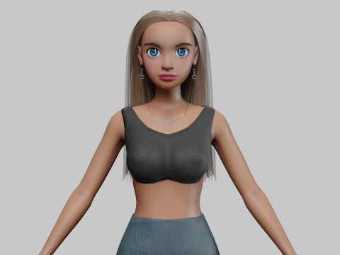 Cartoon beautiful girl V27738 3D Модель