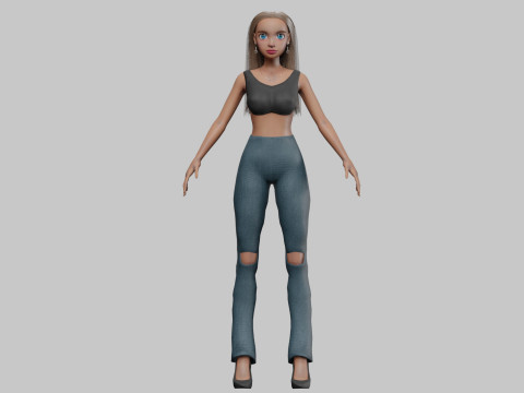 Cartoon beautiful girl V27738 3D Model