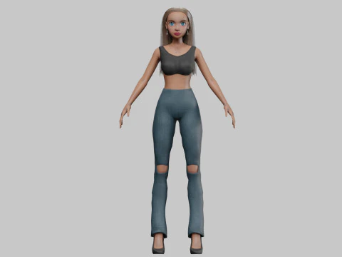 Cartoon beautiful girl V27738 3D Model